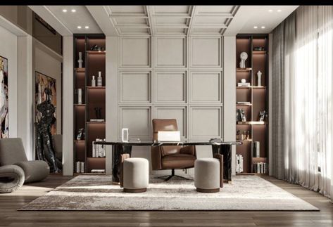 Powder Table Dressing Rooms, Office Interior Design Luxury Classic, Grand Office Design, Modern Classic Office Interior, Modern Luxury Study Room Design, Classical Office Design, Modern Classic Office Design, Small Luxury Office, Classical Office Interior