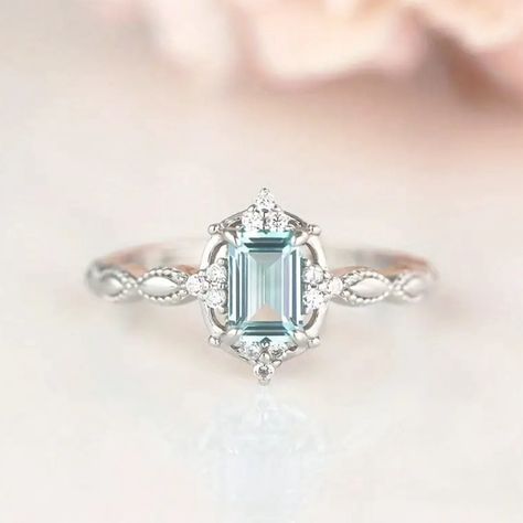 Elegant Ladies Birthstone Ring With Aquamarine Zirconia, Dainty Band, Ideal Gifts For Women For Any Occasion, Simple Chic Style Jewelry Simple Chic Style, Aquamarine Birthstone, Dainty Band, Princess Ring, Topaz Engagement Ring, Aquamarine Engagement Ring, Engagement Wedding Ring, Bohemian Rings, Men's Jewelry Rings