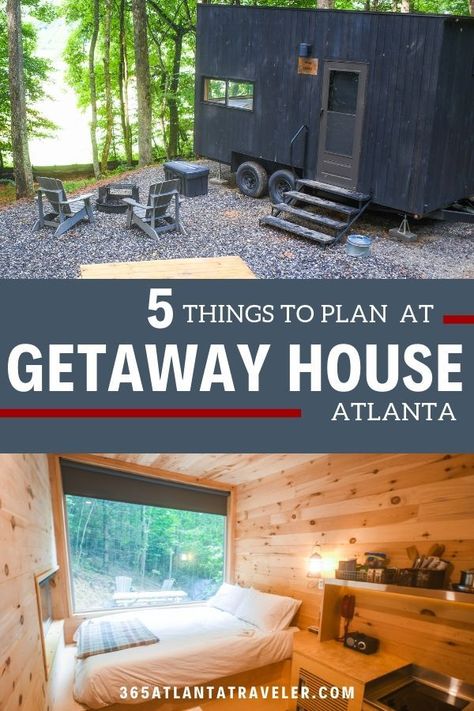 Getaway House near Atlanta.  Call it camping, glamping, or a rustic cabin vacation in North Georgia.  Whatever you call it, Getaway House takes this mantra to heart, with a mission to offer people, couples, friends and families the ability to disconnect and recharge – and live life a little more deeply. This is one of the most unique places to stay.  Check out the tips on things to do on your weekend getaway, best hikes and scenery, dinner ideas and more! #GetawayHouse #Atlanta #Georgia Getaway House, Atlanta Travel, Escape Pod, Georgia Vacation, Couples Friends, Union County, Cabin Vacation, Getaway Cabins, Camping Glamping