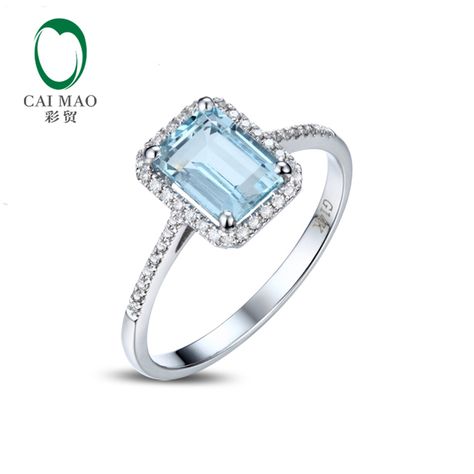 1.52ct Emerald Cut 6x8mm Blue Aquamarine Pave Diamond 14k Gold Engagement Ring Blue Diamond Engagement Ring, Blue Engagement Ring, Solid Gold Rings, Aquamarine Rings, Natural Aquamarine, Topaz Ring, Gold Engagement Rings, Blue Diamond, Quality Diamonds