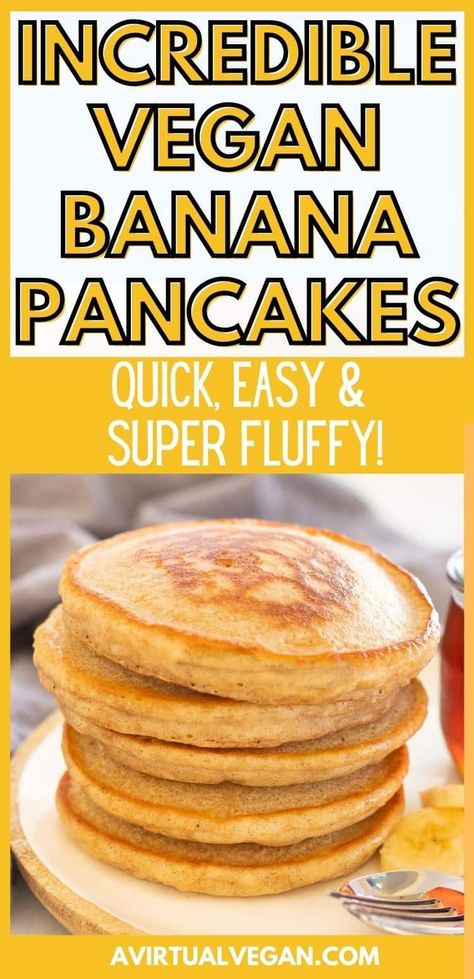 Hands down THE best Vegan Banana Pancakes. Made from pantry staples, they are quick and easy to make and so soft and fluffy! Budget Vegan, Vegan Banana Pancakes, Allergy Recipes, Vegan Pancake Recipes, Pancakes Pancakes, Vegan Tips, Banana Pancakes Recipe, Vegan Breakfasts, Hot Breakfast