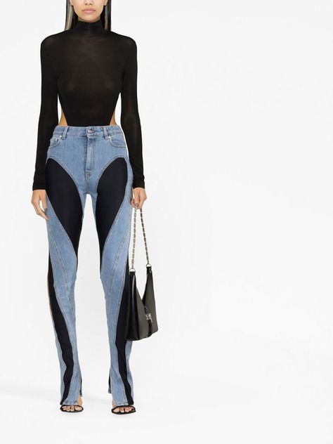 Mugler Pants Outfit, Mugler Street Style, Mugler Denim, Mugler Jeans, Mugler Pants, Chill Fashion, Zip Design, Wardrobe Edit, Thierry Mugler