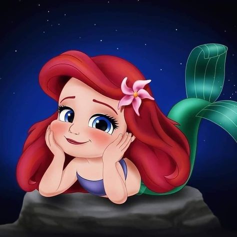 Ariel Drawing, Baby Disney Characters, Desen Realist, Ariel Disney, Kawaii Disney, 디즈니 캐릭터, Prințese Disney, Cute Disney Drawings, Images Kawaii