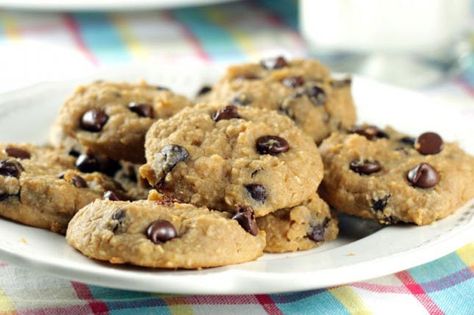 I Cant Believe This Healthy Chocolate Chip Cookies Recipe via Brit   Co Healthy Cookie Recipes Chocolate Chip, Nestle Tollhouse Chocolate Chip Cookies, Shower Snacks, Tollhouse Chocolate Chip Cookies, Healthy Chocolate Chip Cookies, Healthy Chocolate Chip, Chick Pea, Healthy Cookie Recipes, Choc Chip Cookies