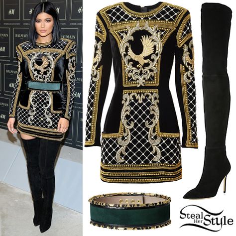 Kylie Jenner at the BALMAIN X H&M Collection Launch at 23 Wall Street in New York. October 20th, 2015 - photo: PacificCoastNews Balmain Couture, H&m Collaboration, Balmain Dress, Fest Outfits, Mini Robes, Elegantes Outfit, Hm Dress, Mode Style, Mode Outfits