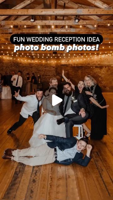 Green Wedding Shoes | Jen on Instagram: "💥PHOTO BOMB💥  We just LOVE this idea we spotted thanks to @kimkayephotography! Take a seat and have your guests jump in for a photo with you! This is SOOOO much fun and a lot less hectic than table jumping! — Not all your guests want their photos taken so this gives your friends and family the opportunity for a photo if they want it!  It’s quick, easy and the more your guests get into it, the funnier it gets and we all cry laugh 😂  👉🏼 Save this for your wedding (or next party!) and share this with a friend who is getting married!  reel + photos thanks to @kimkayephotography  #weddingideas #weddinginspo #weddingreception #weddingtrend #weddingphotos" Wedding Guest Photo Ideas, Wedding Group Photo Ideas, Wedding Guest Pictures, Wedding Guest Photos, Wedding Photo Table, 2026 Wedding, Wedding Guests Photos, Wedding Group Photos, 200k Views