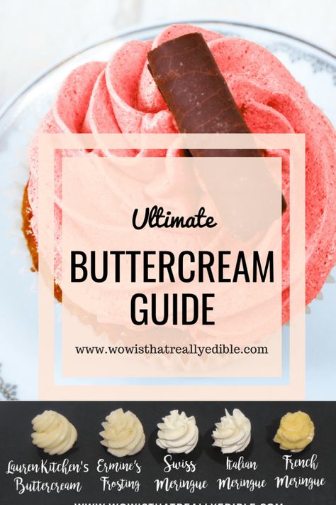 Different Types Of Buttercream, French Meringue Buttercream, Frosting Guide, Types Of Buttercream, The Best Buttercream Frosting, Frost Cupcakes, French Buttercream, French Meringue, Best Buttercream Frosting