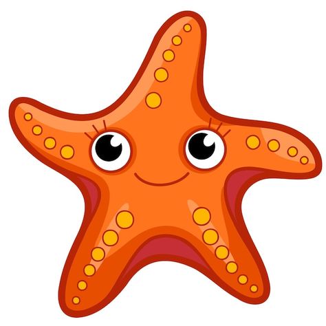 Starfish Character, Baby Shark Characters, Anchor Clipart, Starfish Clipart, Starfish Drawing, Sea Cartoon, Cartoon Starfish, Crab Cartoon, Under The Sea Clipart