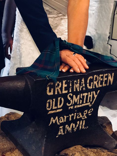 Anvil Handfasting in Gretna Green | Discover Our Unique Hand Fasting Ceremonies Vow Renewal Scotland, Crawford Tartan, Handfasting Dress, Gretna Green Wedding, Scottish Weddings, British Holidays, Thistle Wedding, Gretna Green, Tartan Wedding