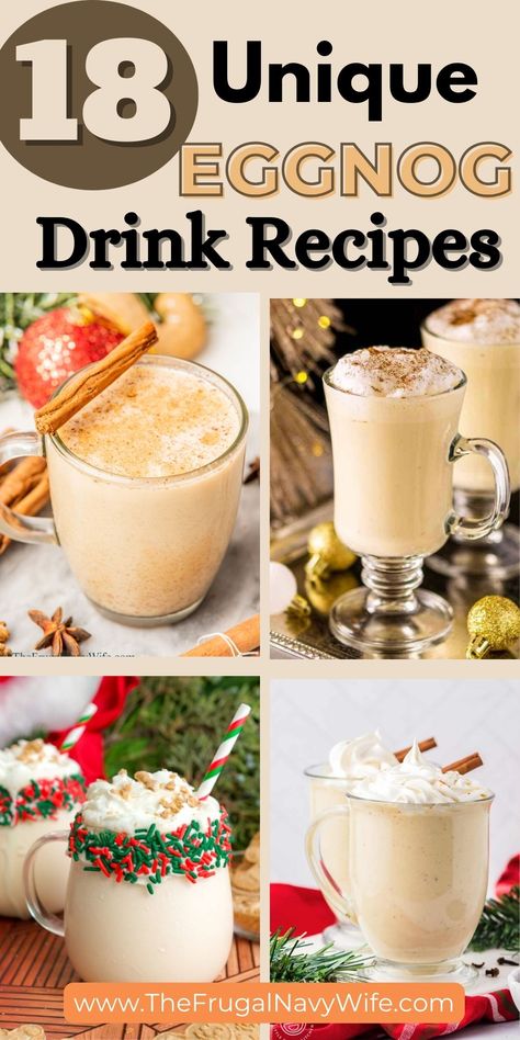 These creative Eggnog Drink Recipes are easy to follow and will bring warmth and merriment to your holiday celebrations. #eggnog #holiday #frugalnavywife #christmas #drinkrecipes | Christmas | Eggnog Drink Recipes | Holiday | Winter | Eggnog Mocktail Recipe, Diy Eggnog Recipes, Egg Nog Drinks Alcoholic, Christmas Eggnog Drinks, Eggnog Drink Recipes, Easy Eggnog Recipe, Egg Nog Recipe Easy, Eggnog Martini, Kid Drinks Recipes