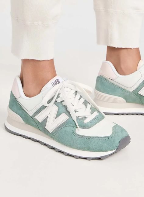 Green New Balance Sneakers New Balance Fashion, Balance Fashion, New Balance 574 Sneakers, Green New Balance, Cloud Light, Sneakers New Balance, N Logo, Trendy Shoes Sneakers, Cute Nike Shoes