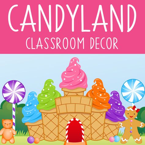 Candyland Classroom Theme Back To School, Candyland Theme Door Decorations, Candyland Banner Printable, Candyland Classroom Theme Candy Land, Lollipop Classroom Door, Candy Themed Classroom Door, Reading Is Sweet Bulletin Board, Candyland Classroom Decorations, Sweet Shop Classroom Theme