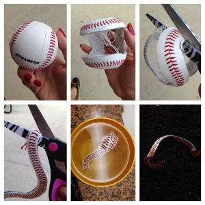 How to make a bracelet from a baseball!  Step by step instructions with photos! Baseball Boyfriend, Softball Crafts, Baseball Bracelet, Baseball Crafts, Baseball Stuff, Sport Craft, Baseball Boys, Baseball Party, Baseball Gifts