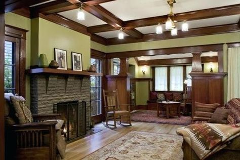 Craftsman Interior Paint Colors, Craftsman House Interior, Craftsman Style Living Room, Craftsman Style Interior, Craftsman Style Interiors, Craftsman Interior Design, Craftsman Home Decor, Craftsman Interiors, Craftsman Living Room