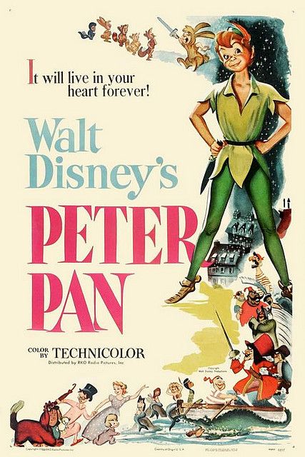 Peter Pan Vintage Disney Posters, Peter Pan 1953, Peter Pan Movie, Peter Pans, Vintage Films, Disney Poster, Animated Movie Posters, Disney Movie Posters, Foto Disney