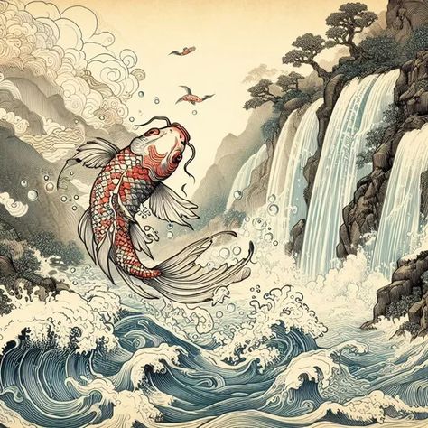 Koi Fish Meaning: Unlock the Power: Koi Fish Meaning and Feng Shui Symbolism Explained 1 Koi Fish Meaning, Color Meaning Chart, Koi Fish Tattoo Meaning, Waterfall Tattoo, Koi Fish For Sale, Koi Fish Colors, Black Koi Fish, Koi Tattoo Sleeve, Japanese Myth