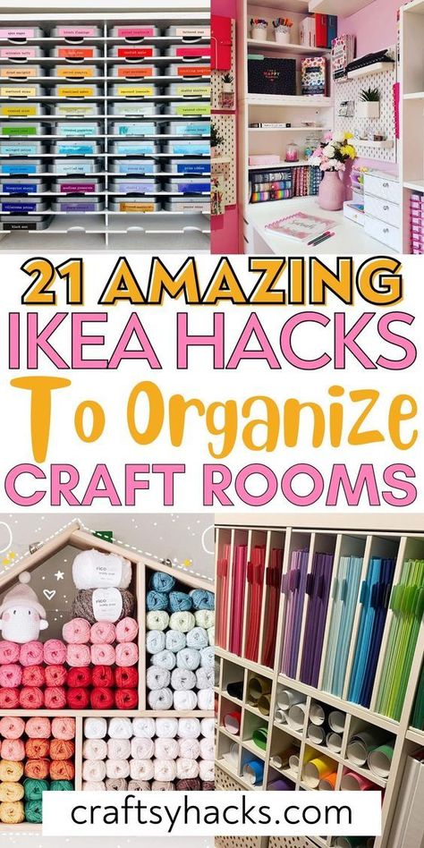 Revamp your craft space with these IKEA room ideas, offering smart craft organization and storage solutions. Explore innovative IKEA craft room decorations to transform your space with functionality and design. Craft Room Ikea Hacks, Craft Room Storage Ideas Diy, Craft Room Organization Ikea, Ikea Craft Room Hacks, Craft Storage Ikea, Arts And Craft Storage, Cricut Storage Ideas, Ikea Organization Ideas, Craft Room Ikea