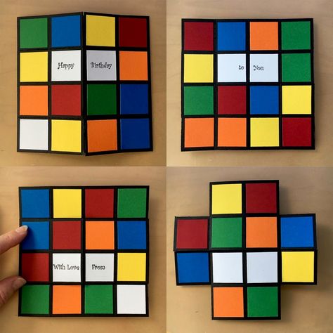 Infinity Cards, Visual Instructions, Infinity Card, Never Ending Card, Card Folds, Birthday Cards For Boys, Boy Cards, Perfect Squares, Rubik's Cube