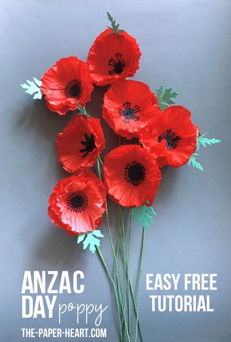 You know me – I love poppies, and this is not the first poppy project I have offered you here, but this one is very easy! A bunch of these tissue paper poppies will take less than half an afternoon and will easily satisfy your ANZAC day decorating needs ♥ #tissue #paper #poppy #ANZAC #day #craft #project #how #remembrance #decoration #home Tissue Paper Poppies How To Make, Anzac Poppy Craft, Poppy Projects For Kids, Paper Poppies Diy, Poppy Wreath Craft, Anzac Day Decorations, Easy Poppy Craft, Poppy Decorations Ideas, Poppy Craft Ideas