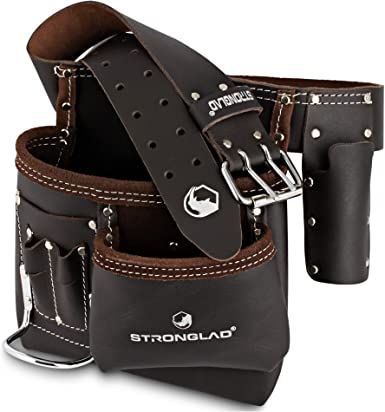 STRONGLAD 5-Pocket Single Side Brown Oil Tanned Leather Tool Belt Pouch Work/Apron for Carpenter and Builders. Toolbelt for Construction. Carpenter Belt, Electrician Tool Belt, Carpenter Tool Belt, Electrician Tool Pouch, Leather Tool Pouches, Tool Belt Pouch, Leather Tool Belt, Tool Pouches, Tool Apron