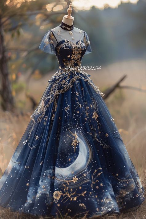 Celestial Dress, Galaxy Dress, Magical Dress, Fashion Drawing Dresses, Dress Attire, Dress Design Sketches, Prom Dress Inspiration, Fantasy Gowns, Pretty Prom Dresses