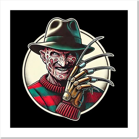 Freddy Krueger -- Choose from our vast selection of art prints and posters to match with your desired size to make the perfect print or poster. Pick your favorite: Movies, TV Shows, Art, and so much more! Available in mini, small, medium, large, and extra-large depending on the design. For men, women, and children. Perfect for decoration. Freddy Krueger Art, Freddy Krueger, Ap Art, Halloween Treats, Halloween Nails, Extra Large, Favorite Movies, Tv Shows, Art Print