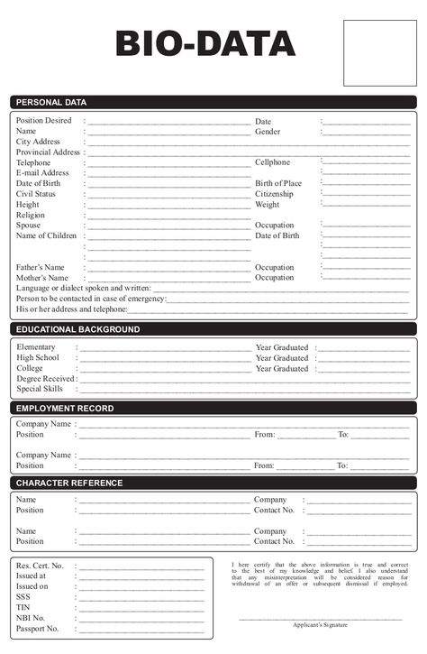 Bio data Form Philippines (copyrighted) Bio Data Form, Resume Format Free Download, Free Resume Format, Resume Form, Marriage Biodata Format, Biodata Format Download, Job Resume Format, Resume Format Download, Bio Data For Marriage