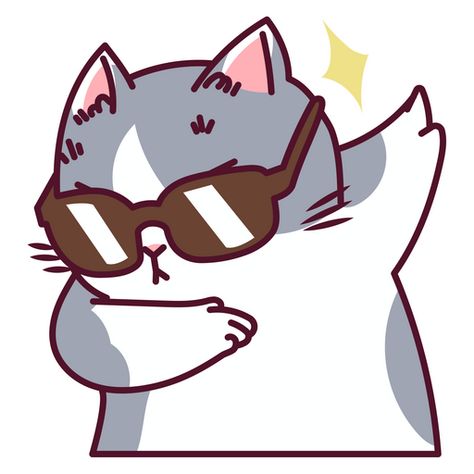 Just look at this undisturbed gray cat in cool black sunglasses. This cat rocks! You definitely should follow him this way to be also so awesome and precious. Can you imagine what would be if you add him as a Cat in Sunglasses Sticker? You have to try! Cute Fat Cats, Kawaii Cat Drawing, Black Cat Sticker, Chibi Cat, Cat Icon, Pinturas Disney, Small Canvas Art, Cute Doodle Art, Cute Cartoon Drawings