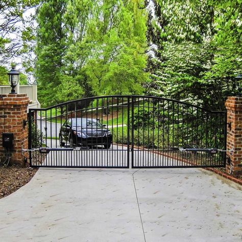 Best Automatic Gate Openers of 2019 Reviews: Electric, Solar-Powered Gated Driveway, Automatic Gates Driveways, Driveway Fence, Metal Driveway Gates, Automatic Gate Opener, Tor Design, Gates Driveway, Gate Entrance, Garage Diy