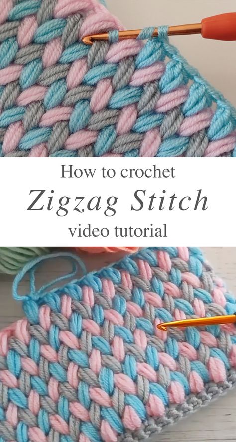 Crochet Zigzag Stitch To Use In Many Works - CrochetBeja Uncinetto Zig Zag, Clothes Tutorial, Crochet Stitches For Blankets, Confection Au Crochet, Crochet Stitches Free, Crochet Blanket Designs, Mode Crochet, Easy Crochet Stitches, Clothes Crochet