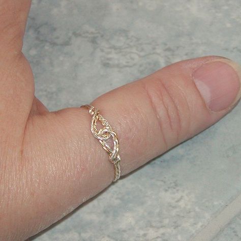 Interlocked Swirls TwoTone Twist Wire Thumb Ring sz by wiregems, $12.00 Size 6.5 or 7 Twisted Wire Rings, Spring Jewelry Trends, Affordable Rings, Rose Gold Morganite Ring, Two Tone Ring, Gold Bar Earrings, Infinity Design, Rose Gold Morganite, Womens Ring