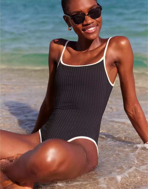 Aerie Wide Rib Scoop Full Coverage One Piece Swimsuit Modest Bathing Suit, Thrift Inspo, Swimsuits Outfits, Modest Swimsuits, Amazing Women, One Piece Swimsuit, Bathing Suits, Eco Friendly, Swimming