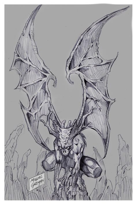 Berserk Monsters, Gargoyle Drawing, Demon Drawing, Gargoyles Art, Gargoyle Tattoo, Sketch Tattoo Design, Gothic Fantasy Art, Dark Tattoo, Black Artwork