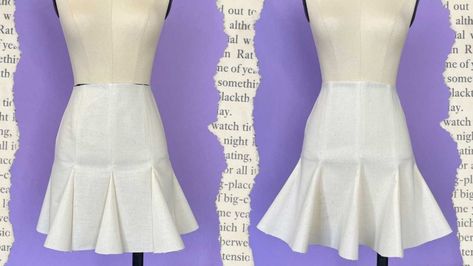 Godet Skirt Pattern Sewing, Peplum Skirt Pattern, Godet Dress Pattern, Godet Skirt Pattern Making, Flounce Skirt Pattern, Skirt Godet, Skirt With Godet, How To Make A Skirt, Make A Skirt