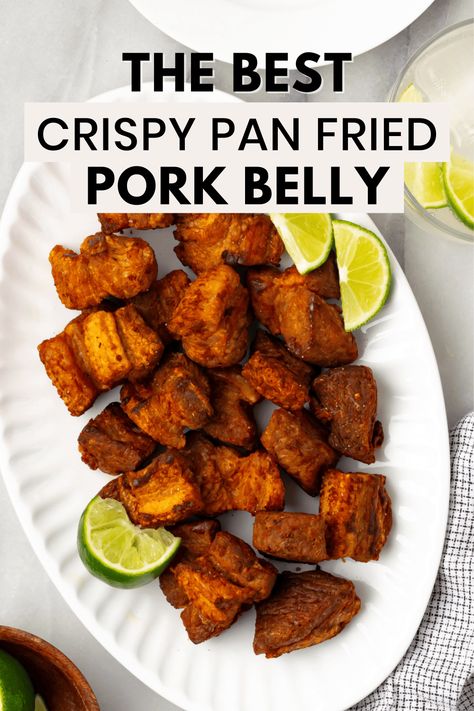 Pan Fried Pork Belly, Fried Chicharrones Recipe, Pork Belly Chips, How To Make Chicharrones Pork, Deep Fried Pork Belly, Chicharron Tacos, Pork Chicharrones Recipe, Pork Belly Chicharrones, Chicharones Recipe