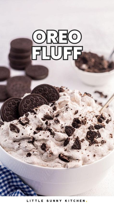 Oreo Salad, Easy Oreo Fluff, Oreo Fluff Recipe, Oreo Fluff Dessert, Marshmallow Fluff Recipes, Oreo Fluff, Little Sunny Kitchen, Pudding Flavors, Sunny Kitchen