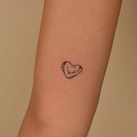 Minimalist Tattoo About Self Love, Self Loving Tattoos, Love Yourself Minimalist Tattoo, Subtle Love Tattoos, Small Self Love Quote Tattoos, Cute Love Tattoos For Women, Tattoo Ideas About Self Love, Tattoos Representing Self Love, Self Love Hug Heart Tattoo