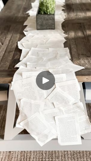 29K views · 284 reactions | Wanna add some vintage vibes to your spooky decor?   Book pages are the way to go.  Dollar store or thrift shop books are perfect for book page projects 😍  DIY details for a book page table runner:  1. Using different books will give you more texture variation & interest  2. Double sided tape is your bff in this project   3. You literally can’t do this wrong. Lay your pages out, tape them together randomly and have fun!  4. The more chaotic it looks, the better 😍  Are you a fan of book page crafts? . . . #papercrafter #tablerunner #practicalmagicmaximalism | The Shabby Creek Cottage | Alexandre Desplat · Mr. Fox in the Fields Page Crafts, Table Runner Diy, Book Page Crafts, Thrift Shop, Practical Magic, Spooky Decor, Double Sided Tape, Thrift Shopping, Way To Go