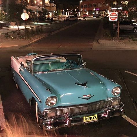 1956 Bel Air, Pastel Convertible Car, 1957 Chevy Bel Air Convertible, Vintage Convertible Cars, Vintage Cars Aesthetic, Vintage Car Aesthetic, Old Convertible, Usernames Para Instagram, 1956 Chevy Bel Air