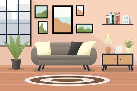 Home interior background for video confe... | Free Vector #Freepik #freevector #background #room #video #decoration Anime Interior, Background For Video, Living Room Vector, Interior Design Vector, Living Room Cartoon, Living Room Illustration, Ruang Tv, Casa Anime, Interior Background