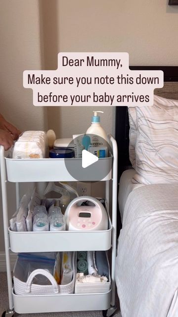 Newborn Set Up, Newborn Must Haves 2024, Newborn Bedside Station, Bedside Baby Station, Baby Bottle Station, Bottle Station, Nourishing Snacks, Nesting Pregnancy, Nesting Party