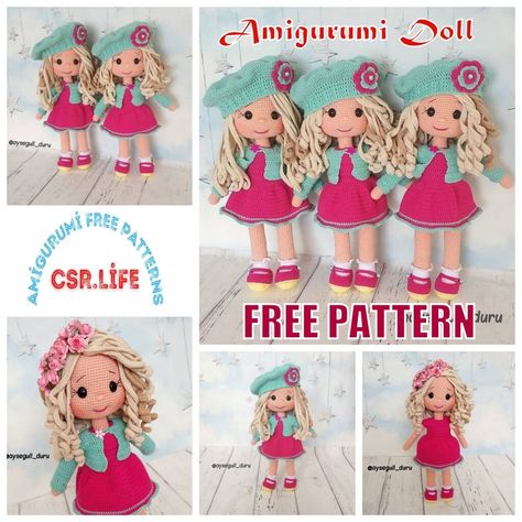 Water Green Hat Nil Doll Amigurumi Free Pattern - Csr.life Amigurumi Doll Free Pattern, Amigurumi Baba, Doll Free Pattern, Doll Amigurumi Free Pattern, Free Amigurumi Crochet Patterns, Doll Making Tutorials, Knitted Toys Free Patterns, Crochet Doll Tutorial, Crochet Dolls Free Patterns