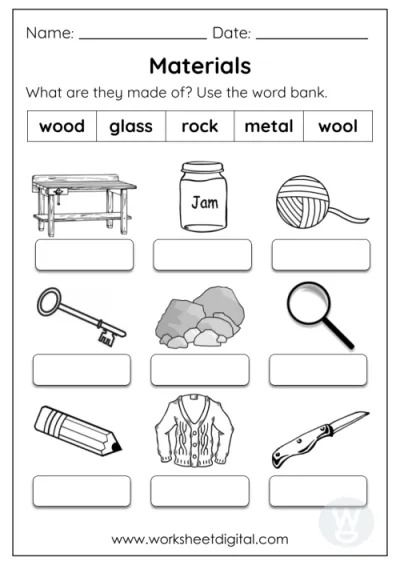 Grade 1 Science - Worksheet Digital Science Kindergarten Worksheets, Science Worksheets For Kindergarten, Grade 2 Science, States Of Matter Worksheet, First Grade Reading Comprehension, Matter Worksheets, Mathematics Worksheets, 1st Grade Science, Elementary Learning