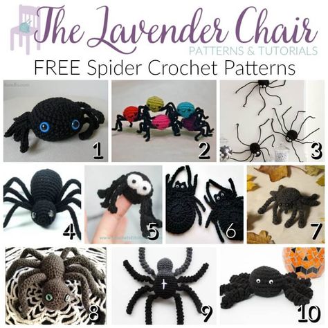 Check out these 10 free crochet spider patterns. Make them to prank your friends and family, Or use them to decorate your home for Halloween! Crochet Tarantula Pattern Free, Crochet Spiders, Halloween Doilies, Spiderweb Crochet, Vintage Crochet Dress, Spider Crochet, Lavender Chair, Mandala Square, The Lavender Chair