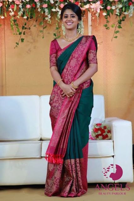 Saree Kuchu Designs Pattu Sarees Color Combinations, Saree And Blouse Color Combinations, Pattu Saree Color Combinations Latest, Engagement Sarees, Saree Color Combinations, Indian Blouse Designs, Latest Silk Sarees, Saree Kuchu Designs, Sari Design