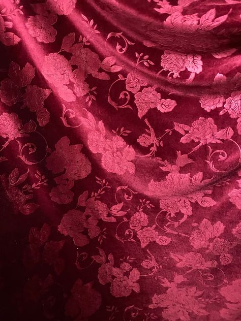 "New Italian embossed velvet flower design merlot color luxury 4-way stretch velvet 58/60\" Sold by the YD. Ships worldwide from Los Angeles California USA. Content: 85% Nylon; 15% Spandex" Hologram Printing, Embossed Velvet, Pinterest Room, Velvet Flower, Huntington Park, Merlot Color, Dress Fabrics, Luxury Ties, Creative Sewing