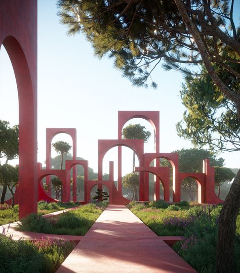 Entrance Landscape Design, مركز ثقافي, Arch Architecture, Wedding Backdrop Design, Stage Backdrop, Architecture Model Making, Architecture Concept, Landscape Architecture Design, Architecture Design Concept