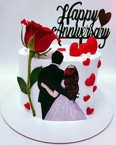 Anniversary Cake Designs Aesthetic, Happy Birthday Hubby Cake, Wedding Anniversary Cake Design Simple, Cake Designs Aesthetic, Wedding Anniversary Cake Design, Happy Wedding Anniversary Cake, Printable Topper, Anniversary Cake Designs, Designs Aesthetic