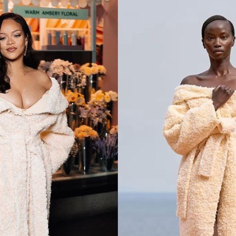 Rihanna Style Guide on Instagram: "Rihanna looks stunning for the launch of @FentyHair in Selfridges in London, UK. She wore:

• @jacquemus FW24 RTW off the shoulder long coat
• @aminamuaddiofficial custom satin Anok pumps (dropping soon)
• @jgalliano tulle and ruffled silk long dress (from @oneofakind.archive)

First and second slide photo by @tiziano.raw 
Third slide photo by @rebeccaspencer_photography 

#rihanna #badgalriri #fentyhair #fashion #celebstyle #fashionblogger #rihannastyleguide #jacquemus #aminamuaddi #johngalliano" Silk Long Dress, Rihanna Looks, Rihanna Style, Silk Dress Long, Amina Muaddi, John Galliano, Style Guide, London Uk, Long Coat