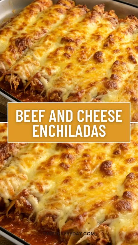 Savory Beef Enchiladas with Melted Cheese | by Tasty Everyday | Medium Beef And Cheese Enchiladas, Ground Beef Enchiladas, Cheese Enchiladas, Crowd Pleasing Recipes, Beef Enchiladas, Enchilada Sauce, Mexican Food Recipes Authentic, Melted Cheese, 1 Pound